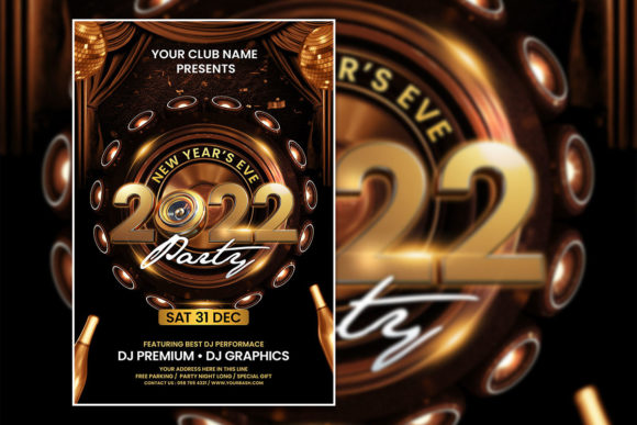 Elevate Your Festive Promotions with a Black Gold New Year Poster Template