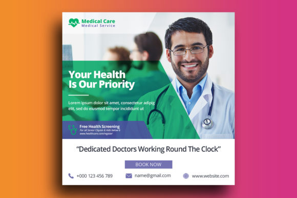 Medical Healthcare Social Media Post Design Template
